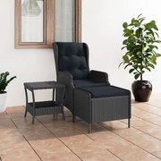 2 pcs conj. lounge jardim c/ almofadões vime PE cinzento-escuro