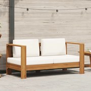 vidaXL Sofá de jardim c/ almofadão 140 cm acácia maciça branco creme