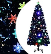 vidaXL Árvore de Natal com flocos de neve LED 150 cm fibra ótica preto