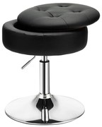 Banqueta para maquiagem com espaço de armazenamento Banqueta giratória 360° feita de couro PU rosa
