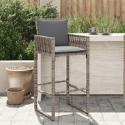vidaXL Bancos de bar p/ jardim com almofadões 2 pcs vime PE cinzento