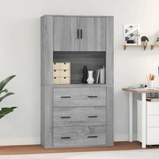 vidaXL Armário alto madeira processada sonoma cinza