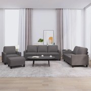 vidaXL 4 pcs conjunto de sofás c/ almofadões couro artificial cinzento