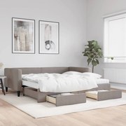vidaXL Sofá-cama c/ gavetão/gavetas 100x200cm tecido cinza-acastanhado