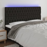 Cabeceira de cama c/ luzes LED tecido 180x7x118/128 cm preto