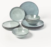 Conjunto de loiça artesanal Nordic Sea, conjunto de 12
