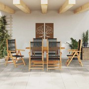 vidaXL Conjunto de Jantar de Jardim Manual 7 pcs Preto