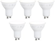 Conjunto de 5 lâmpadas LED inteligentes GU10 50mm reguláveis Opal 7W 630 lm 2700K
