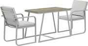 Outsunny Conjunto de Jardim 3 Peças Mesa em Vidro e 2 Cadeiras com Almofadas Cinza | Aosom Portugal