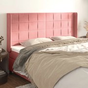 Cabeceira cama c/ abas veludo 163x16x118/128 cm rosa