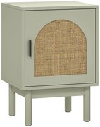 HOMCOM Mesa de Cabeceira com Porta de Vime Prateleira Ajustável e Pés de Madeira Estilo Boémio Mesa Auxiliar 40x35x58 cm Verde | Aosom Portugal
