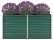 vidaXL Canteiro elevado de jardim aço galvanizado 160x40x77 cm verde