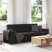 vidaXL Sofá de 3 lugares 180 cm veludo preto