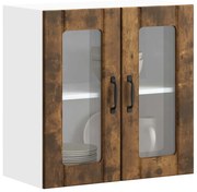 vidaXL Armário de parede de cozinha porta vidro Lucca carvalho fumado