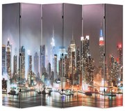 vidaXL Biombo dobrável Nova Iorque de noite 228x170 cm