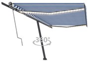 Toldo automático LED e sensor de vento 500x300 cm azul e branco