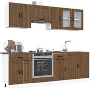 8 peças armário de cozinha conjunto Kalmar carvalho castanho