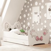 Cama infantil gato 160x80 com gaveta branca - colchão e estrado incluído