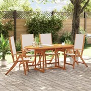 vidaXL 5 pcs conjunto de jantar para jardim acácia maciça e textilene