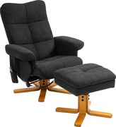HOMCOM Poltrona de massagem com função reclinável e apoio para os pés, inclinação de 145°, poliéster, 80 x 86 x 99 cm, preto | Aosom Portugal