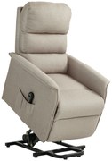HOMCOM Poltrona Relax Reclinável Elétrica Poltrona Levanta Pessoas com Controlo Remoto e Bolso Lateral 66x90x96 cm Bege
