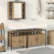 vidaXL Móveis para Banheiro com porta 3 pcs Castanho 80 x 30 x 60 cm