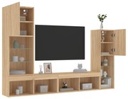 vidaXL 4pcs móveis parede p/ TV c/ LEDs deriv. madeira carvalho sonoma