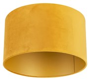 Abajur de veludo amarelo 35/35/20 com interior dourado
