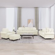 vidaXL 4 pcs conjunto de sofás com almofadas veludo cor creme