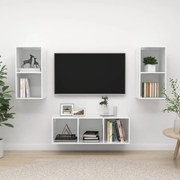 vidaXL 3 pcs conjunto móveis de TV derivados madeira branco brilhante