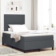 vidaXL Cama Box Spring com Colchão Cinza Escuro 120x200 cm Tecido de Veludo Cotelê