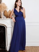 Vestido comprido estilo romano, para grávida, ENVIE DE FRAISE   azul-rei