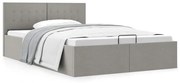 vidaXL Cama hidráulica c/ arrumação 120x200cm tecido cinza-claro