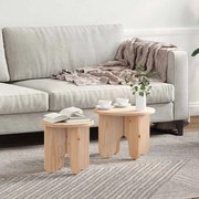vidaXL Mesa de centro 2 pcs Natural Madeira de pinho maciça