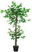Outsunny Árvore de Chá Artificial 120 cm Planta Artificial com 546 Folhas Musgo e Vaso para Exterior Casa Sala de Estar Escritório Verde
