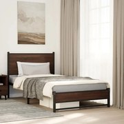 vidaXL Estrutura de cama sem colchão 100x190cm metal carvalho castanho