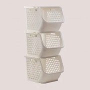 Conjunto De 3 Cestos De Armazenamento Bazyl Branco - Sklum