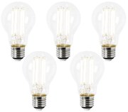 Conjunto de 5 lâmpadas LED E27 A60 transparentes 2,2 W 470 lm 2700 K