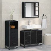 vidaXL Conjunto de Móveis para Banheiro com porta 3 pcs Carvalho Preto