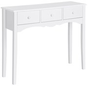 HOMCOM Mesa Consola Elegante Móvel de Entrada com 3 Gavetas 100x32x85cm Branco | Aosom Portugal