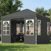 Tenda Dobrável 3x3 m Pop-up com UPF50+, 4 Laterais Removíveis, Altura Ajustável e Bolsa de Transporte - Cinzento Escuro