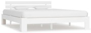 vidaXL Estrutura de cama com cabeceira 160x200 cm pinho maciço branco