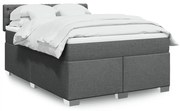 vidaXL Cama com molas/colchão 140x190 cm tecido cinzento-escuro
