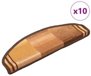 vidaXL Tapetes de escadas adesivos 10 pcs 65x21x4 cm castanho