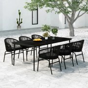 vidaXL 7 pcs conjunto de jantar para jardim preto