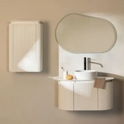Conjunto De Móvel De Casa De Banho Em Madeira Carsone Branco & Branco & Cerâmica Redonda Branca Ø40 Cm Lenka & Oval Led E - Sklum