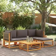 vidaXL Conjunto de sofás de jardim vidaXL de 5 peças com almofadas de madeira de acácia e vime