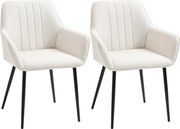 HOMCOM Conjunto de 2 Cadeiras de Sala de Jantar Estofadas em Linho com Encosto e Pés de Metal 59,5x56,5x81 cm Bege Claro | Aosom Portugal