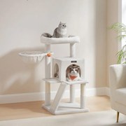 Arranhador para Gatos com plataforma grande 48 x 48 x 96 cm branco creme