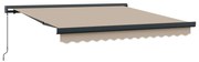 vidaXL Toldo Retrátil Bege 300 x 250 cm Tecido e Metal